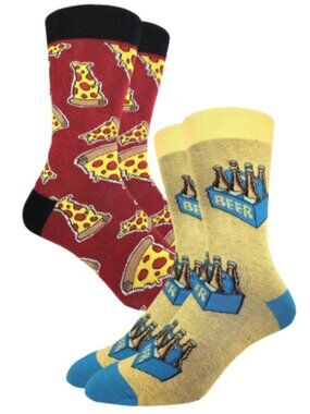 Men's Good Luck Sock Bundle | Beer & Pizza Crew Socks | Mix & Match | NWT
